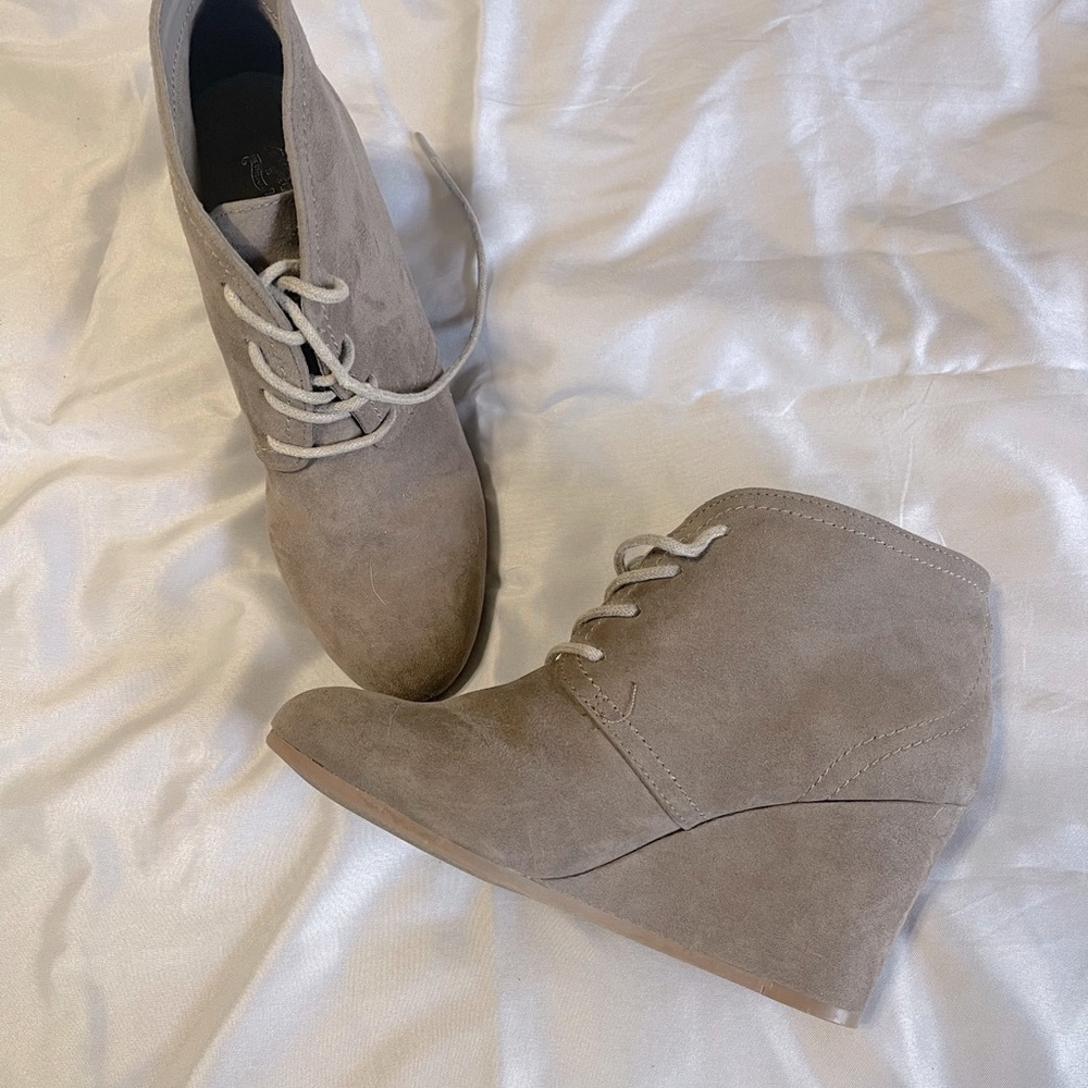 brown suede wedges